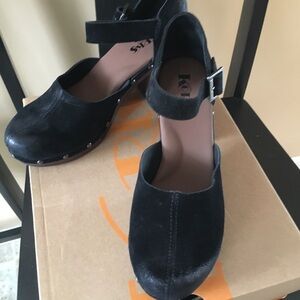 Kork-Ease Women's Black Suede Evah black suede clogs